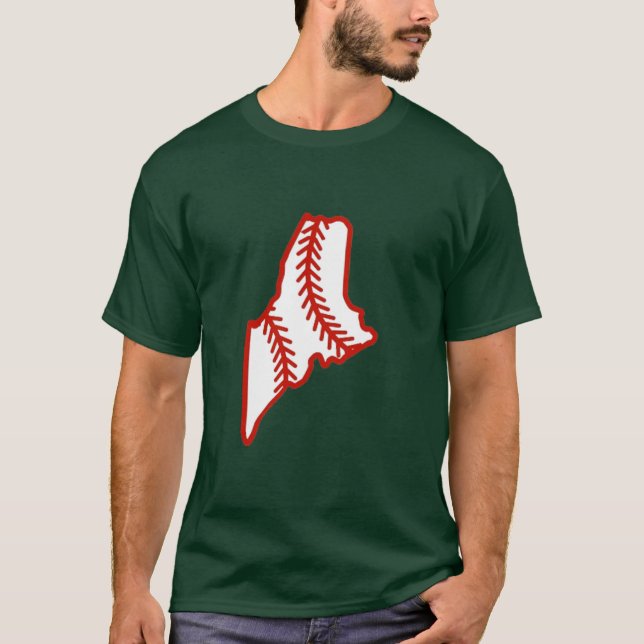 T-shirt Broderie de contour de l'État du Maine (Devant)