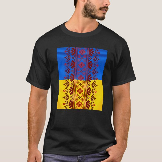 T-shirt Broderie de fil - Ukrainien folk Motif ethnique (Devant)