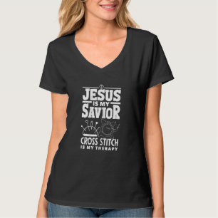 T-shirt Broderie de Jésus est mon sauveur pour femmes