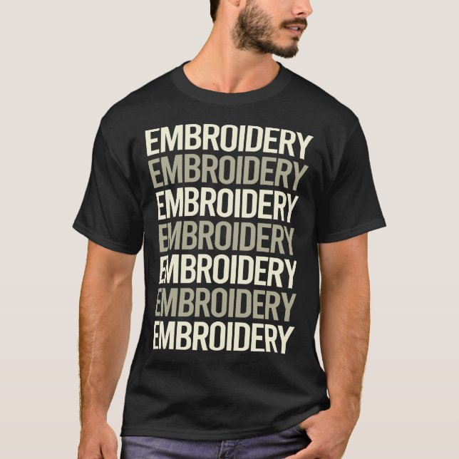 T-shirt Broderie en texte blanc Broderie Broderie Broder (Devant)
