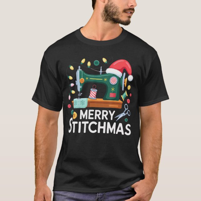T-shirt Broderie Noël Xmas Patchwork Joyeux Stitchmas (Devant)