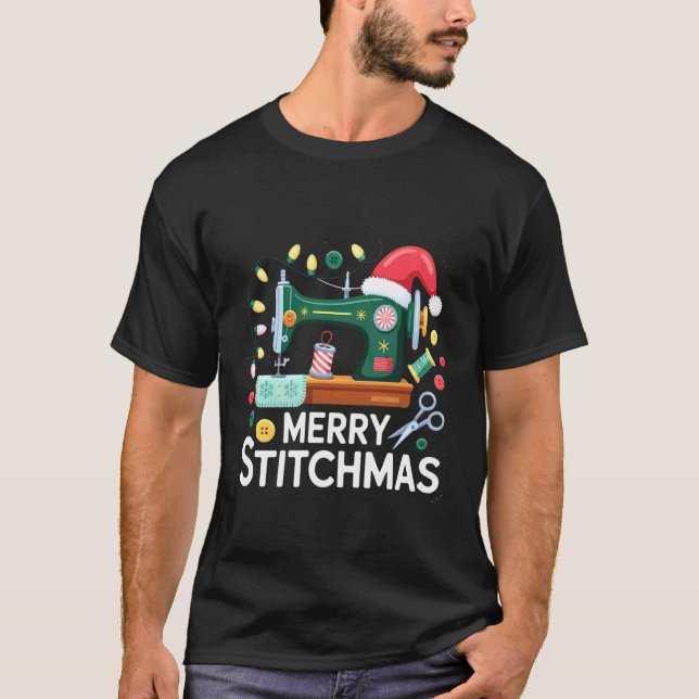 T-shirt Broderie Noël Xmas Patchwork Joyeux Stitchmas (Devant)