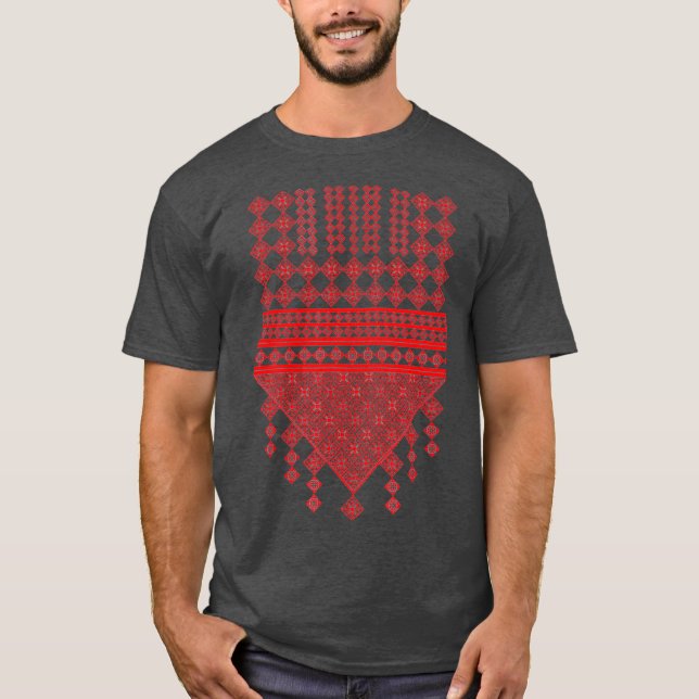 T-shirt Broderie palestinienne imprimé rouge (Devant)