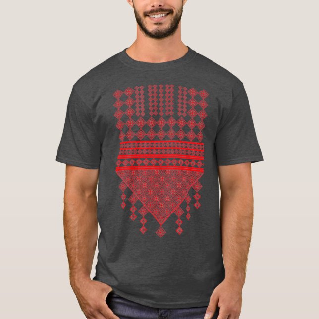T-shirt Broderie palestinienne imprimé rouge (Devant)