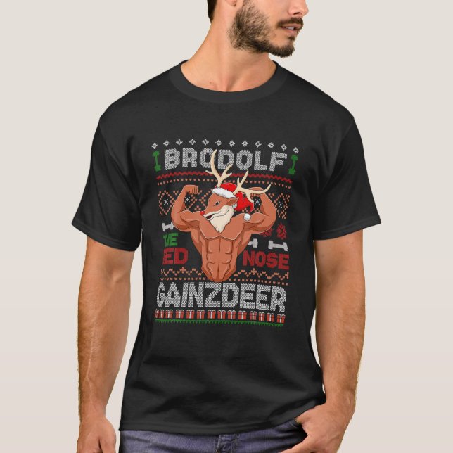 T-shirt Brodolf Le Nose Rouge Gainzdeer Gym Gros Noël (Devant)
