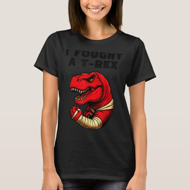 T-shirt Broken Arm Recovery T-rex Kids Boys Dinosaur  (Devant)