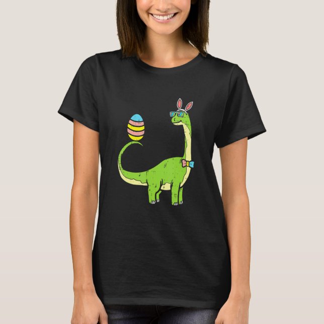 T-shirt Brontosaurus Bunny Oeufs Oeufs Jour de Pâques Dino (Devant)