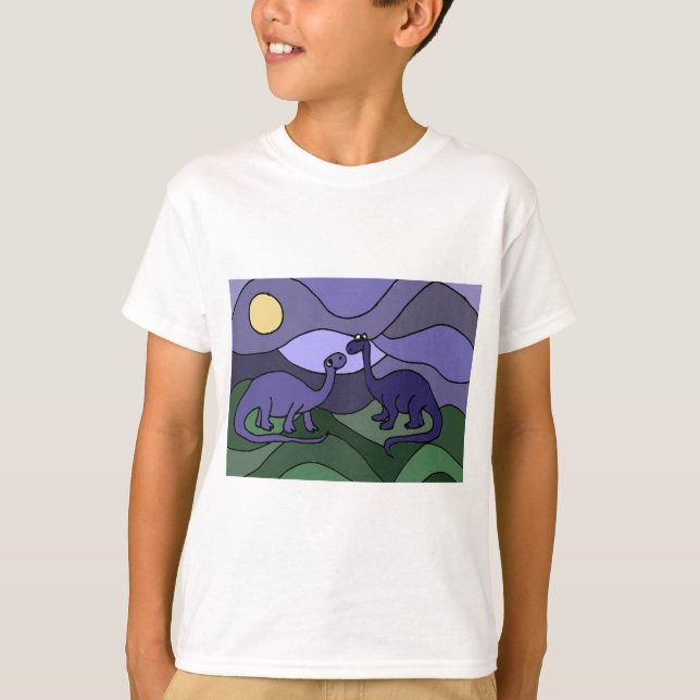 T-shirt Brontosaurus coloré Dinosaur Art (Devant)