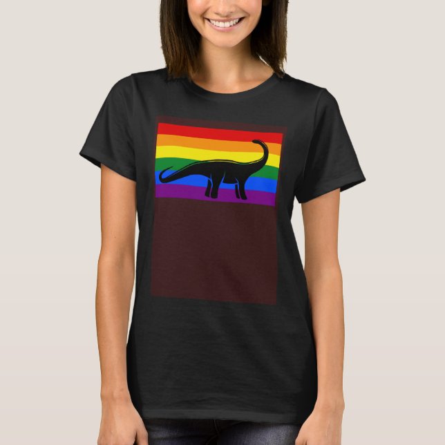 T-shirt Brontosaurus Dinosaur  Gay Pride Flag Aesthetic (Devant)