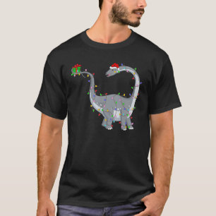 T-shirt Brontosaurus Dinosaur Xmas Lumières Dinosaure Chri