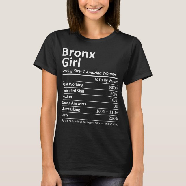 T-shirt BRONX GIRL NY NEW YORK Funny City Accueil Racines  (Devant)