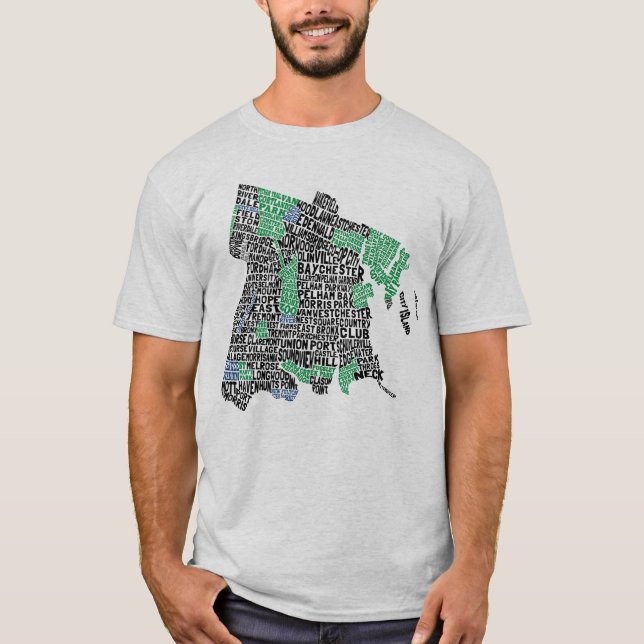 T-shirt Bronx New York City Typographie Carte Tee (Devant)