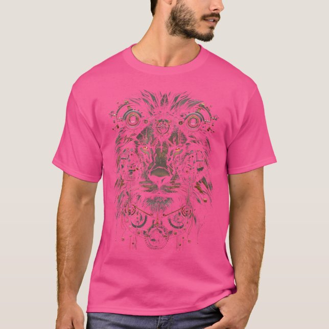 T-shirt Bronze De Lion De Steampunk Et Graphique D'Oeuvre  (Devant)