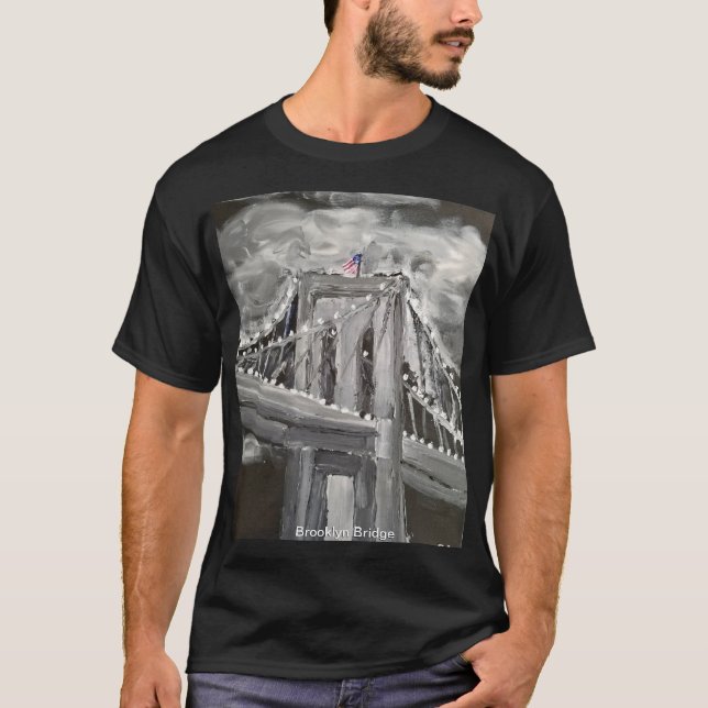 T-shirt Brooklyn Bridge, noir blanc (Devant)