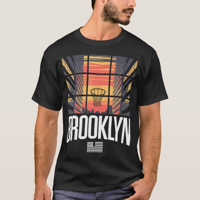 T-shirt Brooklyn City Skyline Urban Design (Devant)