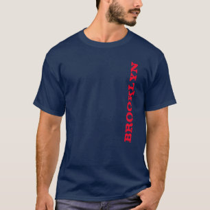 T-shirt Brooklyn New York City Nyc Navy Blue Red