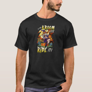 T-shirt Broom Fits Ride It Witch Citrouille Boo Halloween
