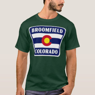 T-shirt Broomfield Colorado Drapeau rétro Badge Bleu
