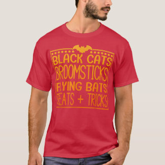 T-shirt Broomsticks de chats noirs Bateaux volants Treat +