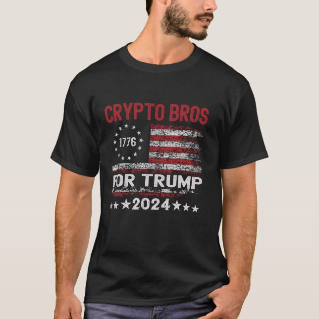 T-shirt Bros Crypto Pour Trump 2024 Crypto Trump BTC 2024  (Devant)
