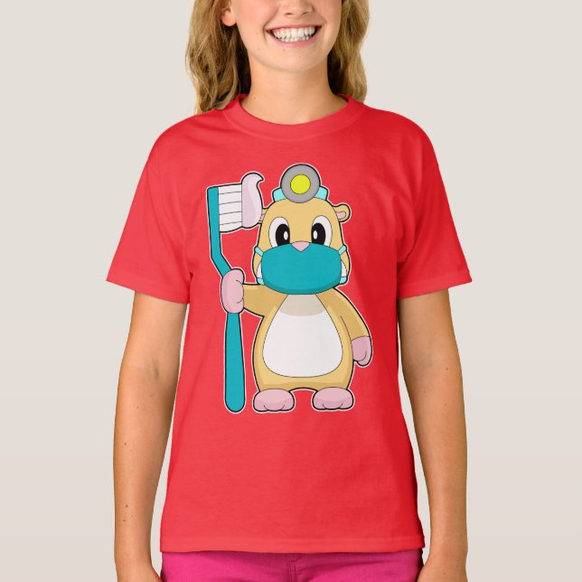 T-shirt Brosse à dents pour dentiste Hamster (Devant)