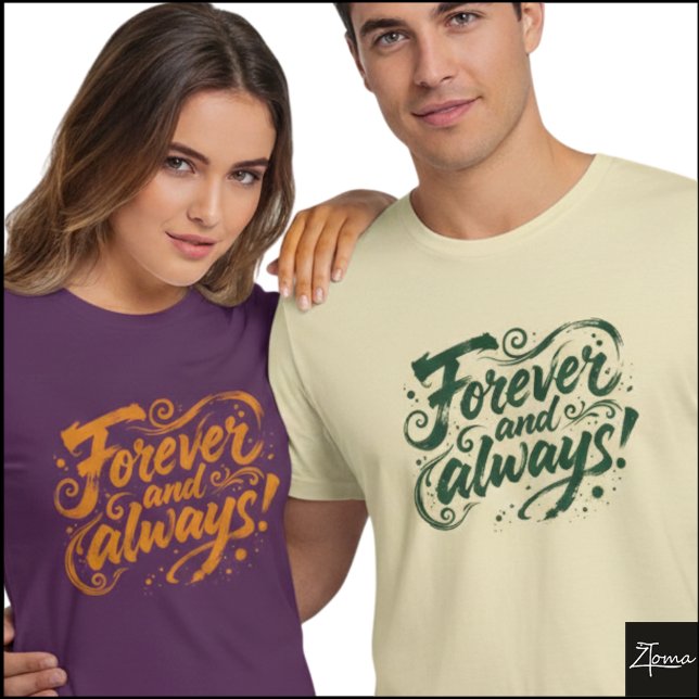 T-shirt Brosse de citation grunge Forever Always (Sample design. Several style are available to choose from, with the option to add a name & color.
)
