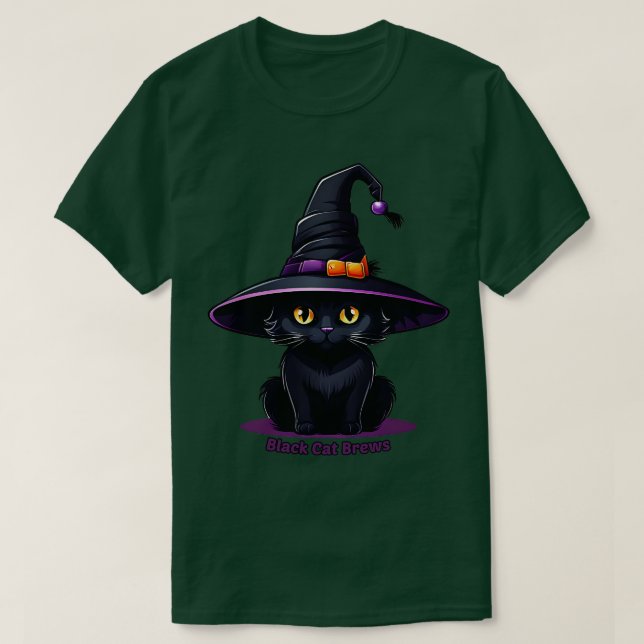 T-shirt Brosses de chat noir sorcier (Design devant)