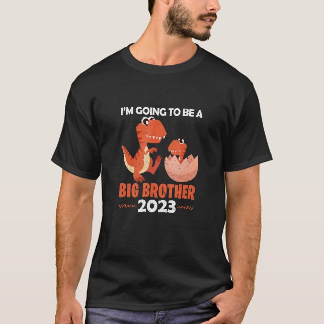 T-shirt Brother 2023 Big Bro Dinosaur Rex Grossesse bébé V (Devant)