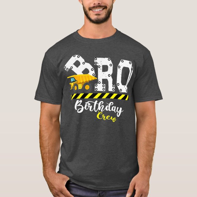 T-shirt Brother B-Day Bro Birthday Crew Construction (Devant)