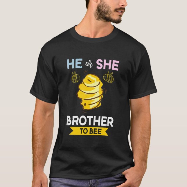 T-shirt Brother Baby Big Bro Maman Bee Party Thème (Devant)