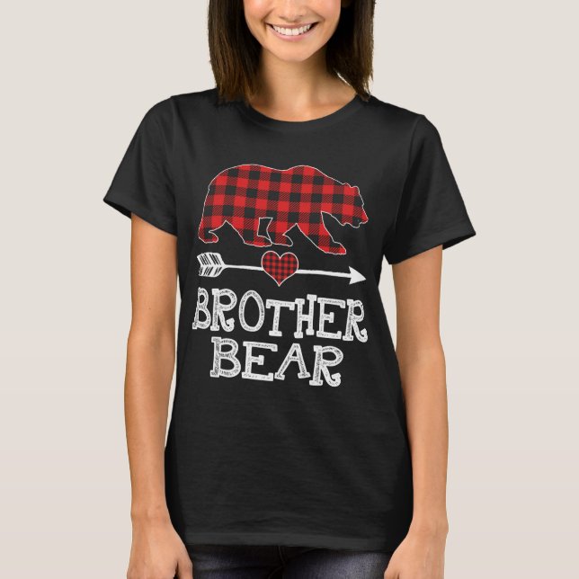 T-shirt Brother Bear Christmas Pajama Red Plaid Buffalo Fa (Devant)