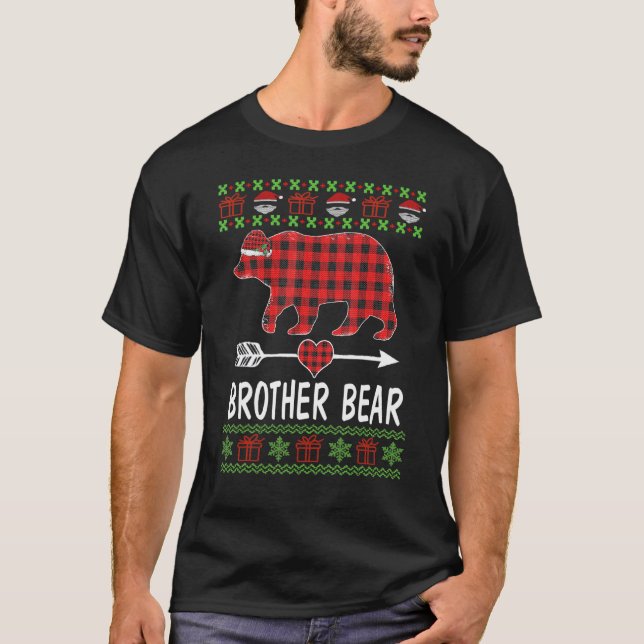 T-shirt Brother Bear Père Noël Red Plaid Family Pajamas Po (Devant)