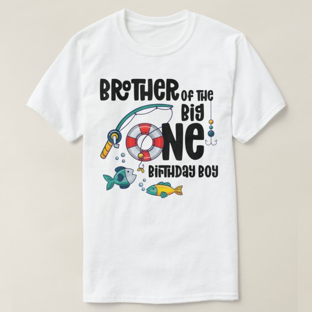 T-shirt Brother Big One 1-Year-Old Boy Fishing Birthday T- (Design devant)
