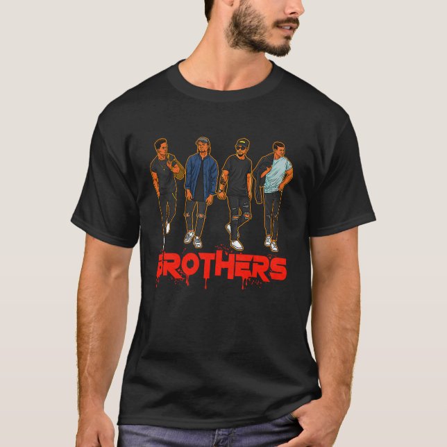 T-shirt Brother Black Hispanic Caucasian Men Friends Broth (Devant)