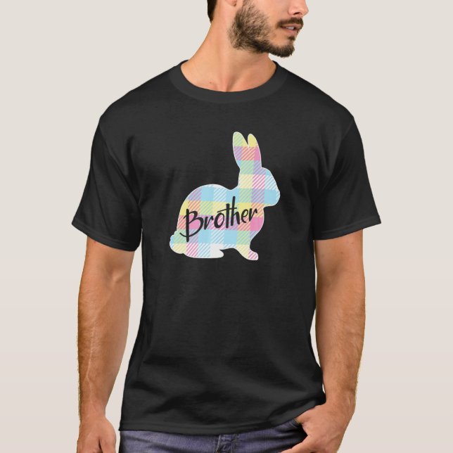 T-shirt Brother Bunny Rabbit Pastel Plaid Pâques (Devant)