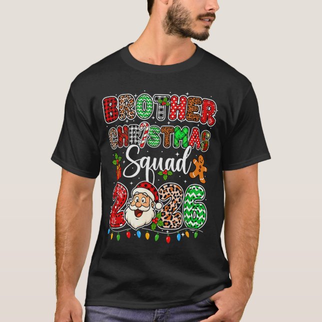 T-shirt Brother Christmas Crew 2026 Leopard Funny Santa Fa (Devant)