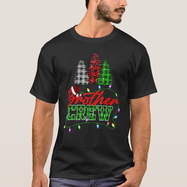 T-shirt Brother Crew Tree Buffalo Plaid Matching Family Ch (Devant)