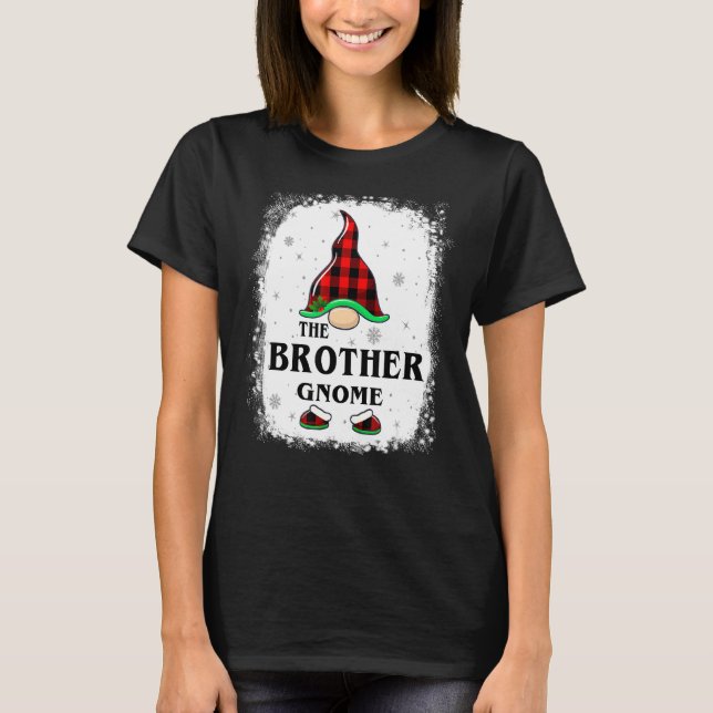 T-shirt Brother Gnome Buffalo Plaid Matching Family Xmas P (Devant)
