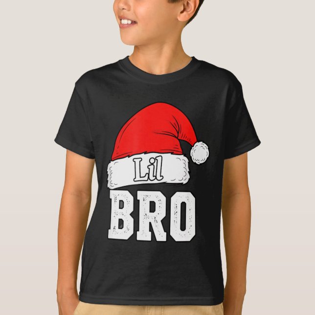 T-shirt Brother Lil Bro Santa Hat Christmas Little Brother (Devant)