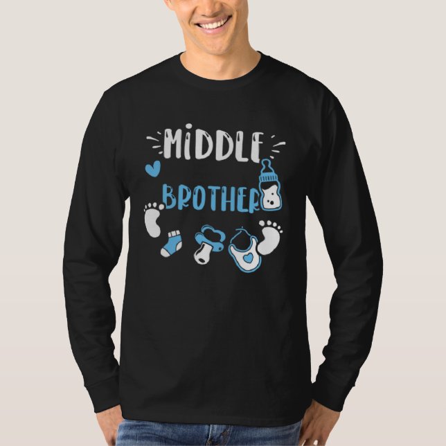 T-shirt Brother Middle Brother  Baby Boy Sayings (Devant)