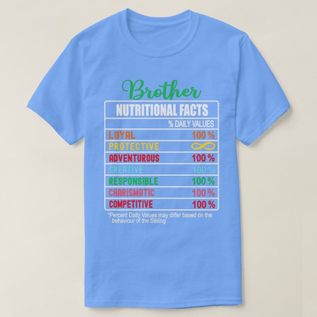 T-shirt Brother Nutritive Facts National Brothers Day (Design devant)