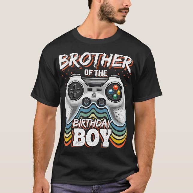 T-shirt Brother of the Birthday Boy Matching Video Jeu Bi (Devant)