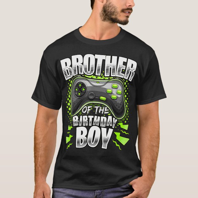 T-shirt Brother of the Birthday Boy Matching Video Jeu Bi (Devant)