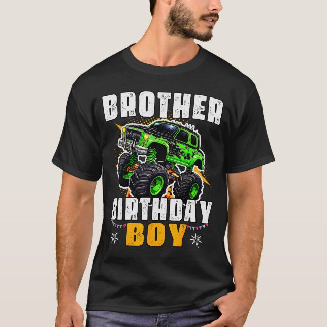 T-shirt Brother Of The Birthday Boy Monster Truck Family M (Devant)