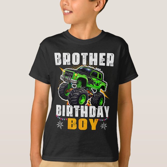 T-shirt Brother Of The Birthday Boy Monster Truck Family M (Devant)