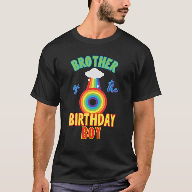T-shirt Brother Of The Birthday Boy Rainbow Theme Matching (Devant)