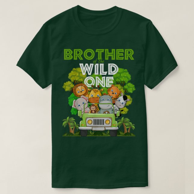 T-shirt Brother Of The Wild One Zoo Truck Anniversaire Saf (Design devant)