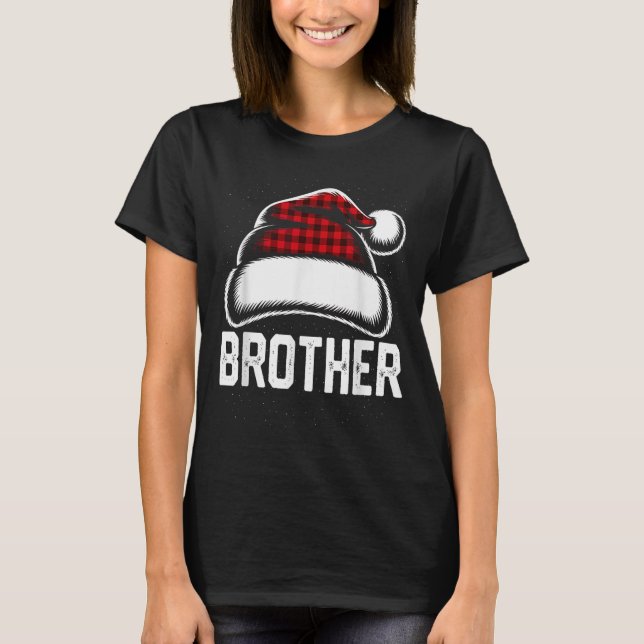 T-shirt Brother Père Noël Red Plaid Famille de Noël Corres (Devant)