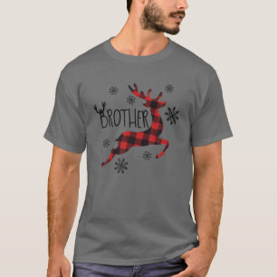 T-shirt Brother Reindeer Xmas Red Plaid Family Matching Ch