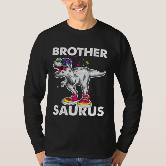 T-shirt Brother Saurus  Boys Rex Bday Party Dinosaur (Devant)